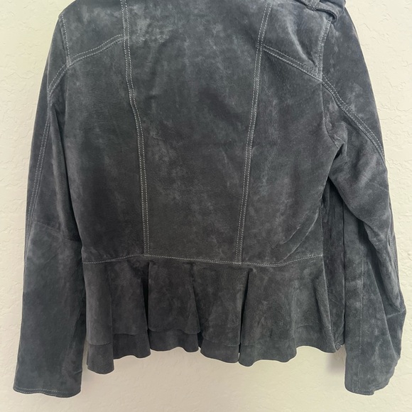 BCBG Suede Peplum Bomber Jacket- Size Large - Picture 3 of 4